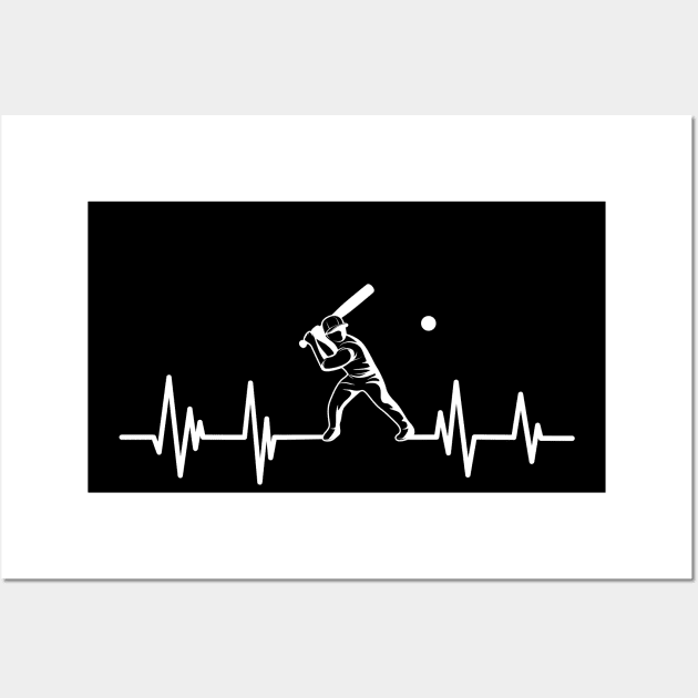 Cricket heartbeat baseball player,baseball Birthday Cricket lover Wall Art by mezy